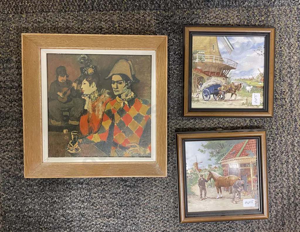 Pablo Picasso - "Harlequin with Glass" - Reproduction Print & Two Others Image 1++