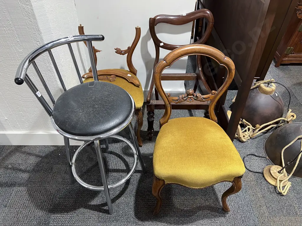 Three Chairs For Restoration Together with Revolving Bar Stool Image 1++