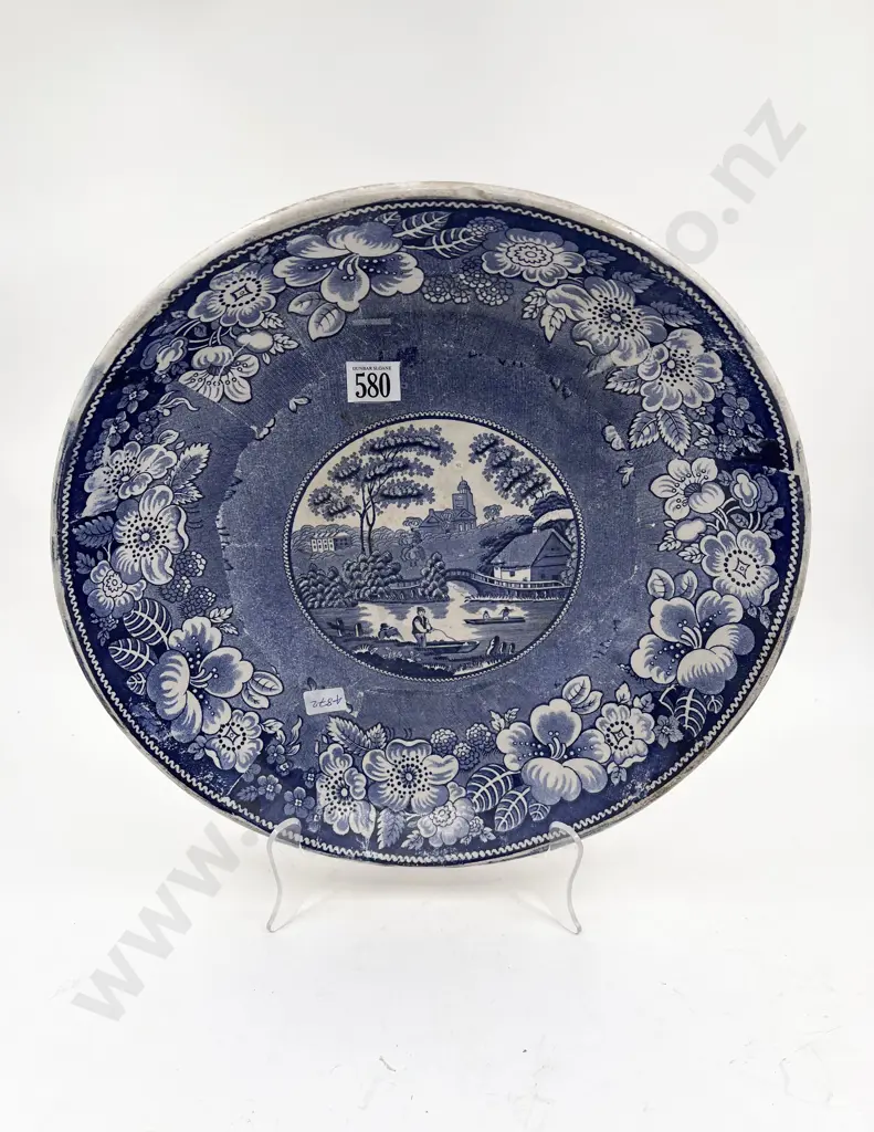 Antique Blue and White Ceramic Table Bowl (some repairs) Image 1++