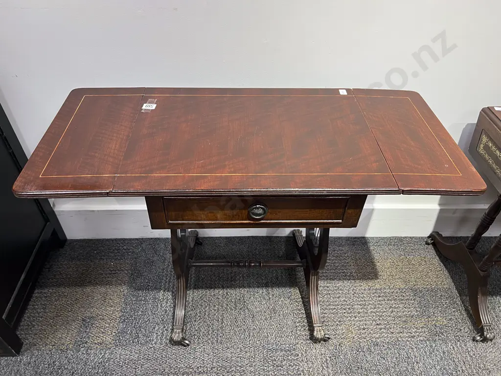 Regency Style Mahogany Sofa Table on Claw Feet Image 1++