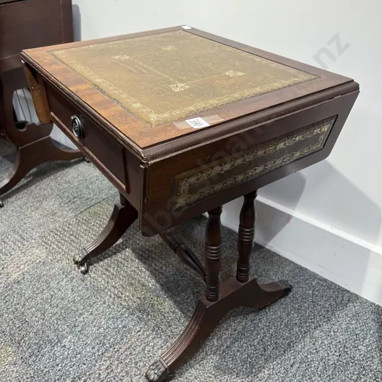 Reproduction Leather Top Sofa Table on Claw Feet