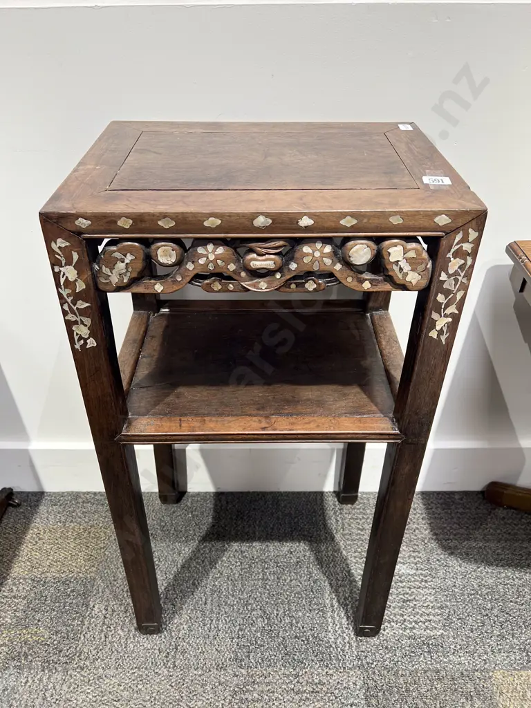 Chinese Padoukwood & Inlaid Jardiniere Stand Image 1++