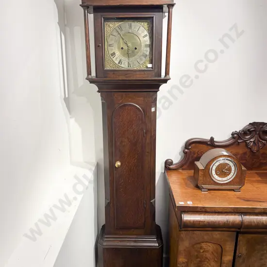 Geo III Brass Faced Oak Longcase Clock