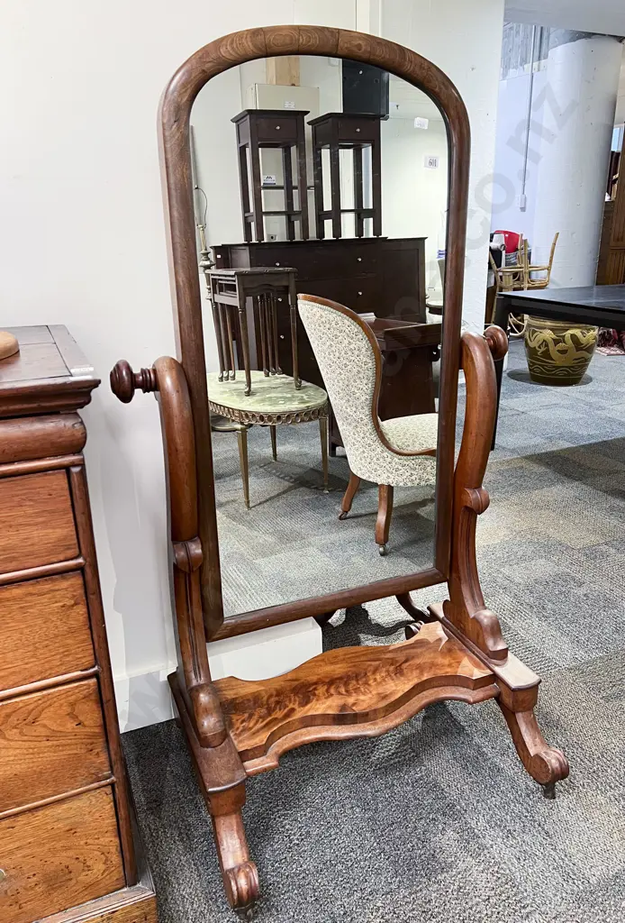 Victorian Mahogany Cheval Mirror Image 1++