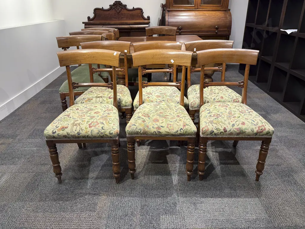 Set of Six Finely Upholstered Victorian Dining Chairs Image 1++