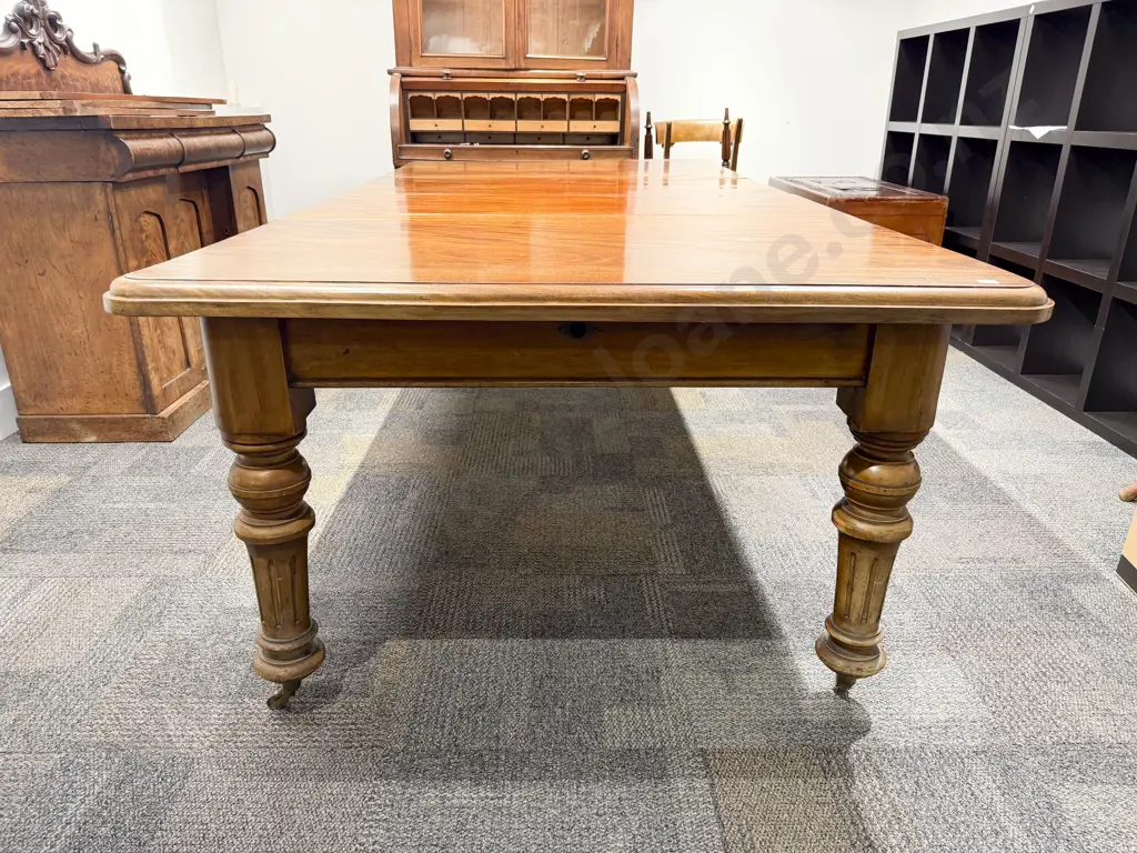 Victorian Mahogany Extension Dining Table on Brass Castors Image 1++