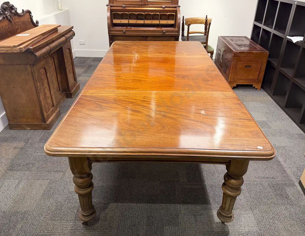 Victorian Mahogany Extension Dining Table on Brass Castors Image 1++
