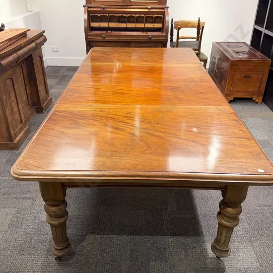 Victorian Mahogany Extension Dining Table on Brass Castors