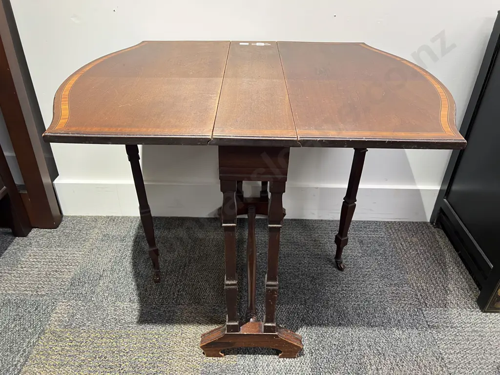 Edwardian Mahogany Sheraton Revival Sutherland Tea Table Image 1++