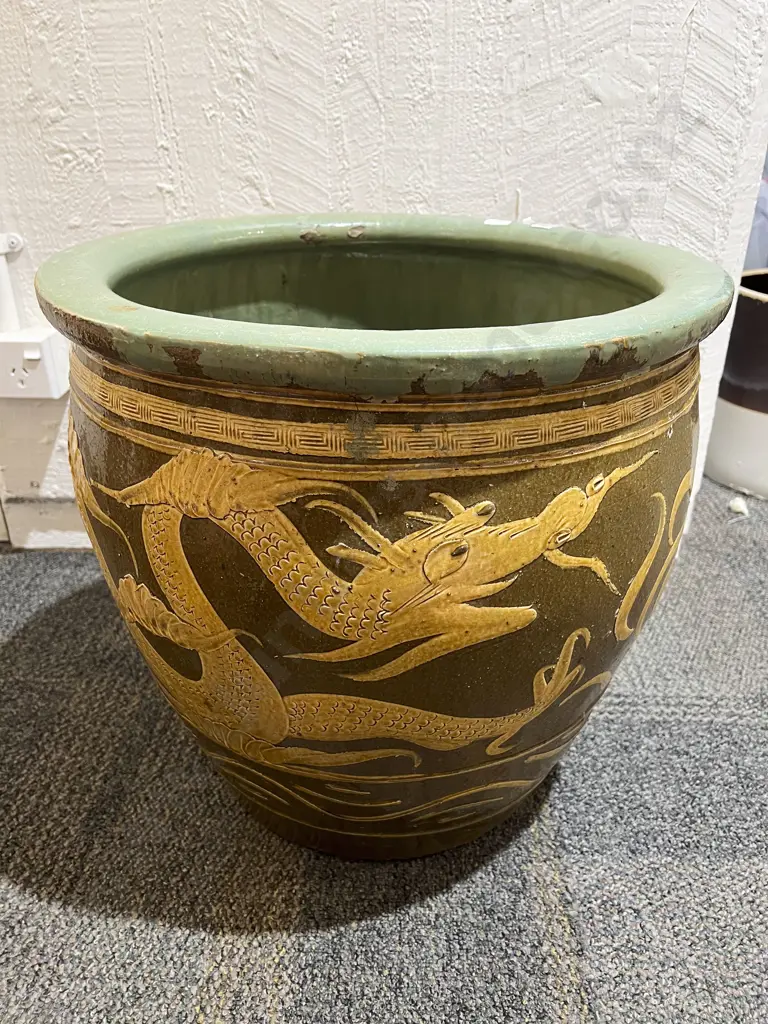 Interior Glazed Dragon Decorated Planter Image 1++