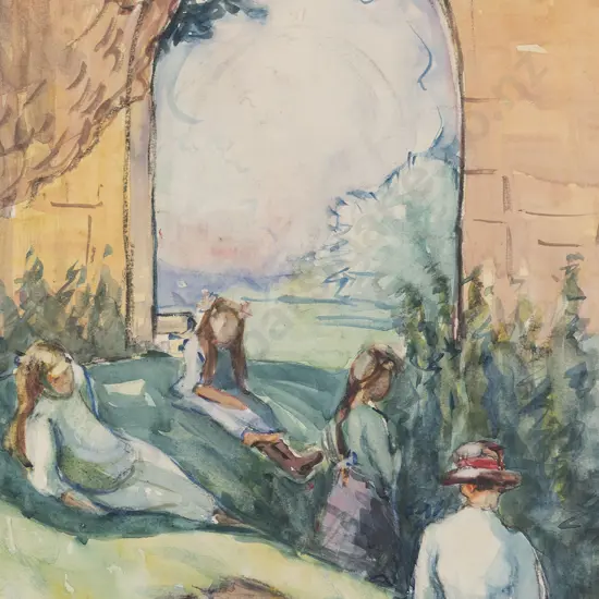 Cissie Kean (English 1871 - 1961) - Ladies on the Riverbank