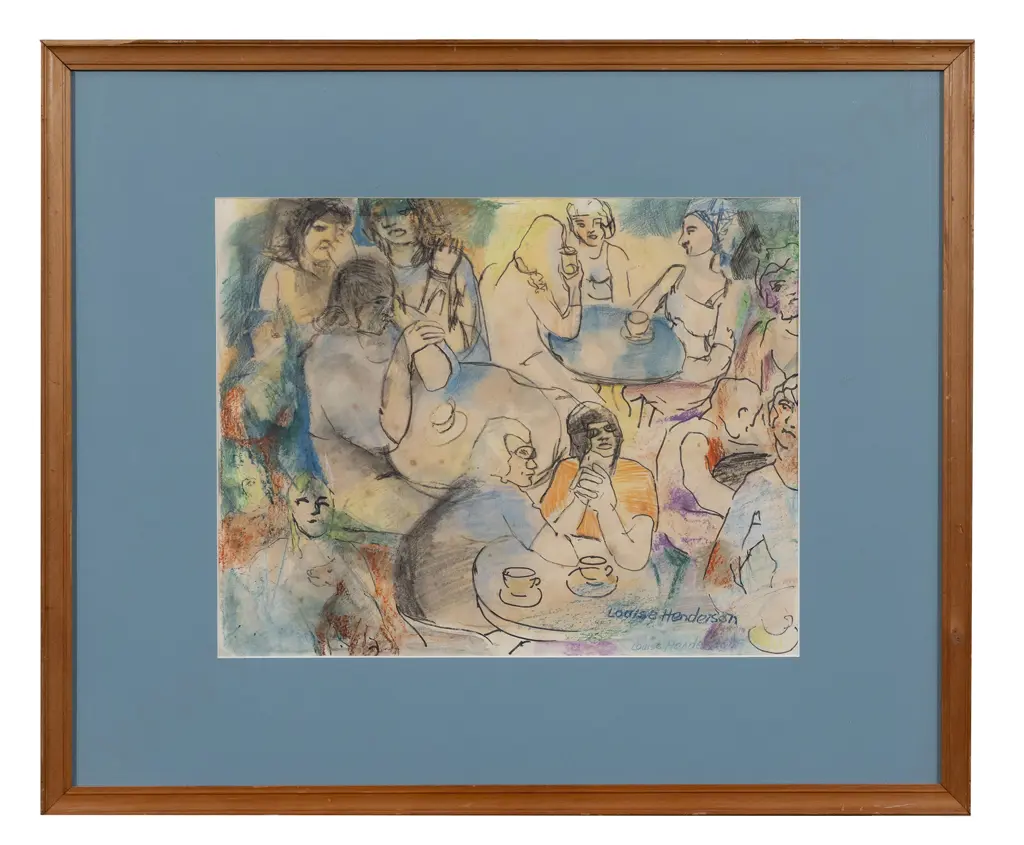Louise Henderson (1902 - 1994) - Cafe Scene Image 1++