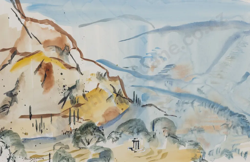 Douglas MacDiarmid (1922 - 2020) - Mediterranean Landscape - Tholos at Delphi Image 1++