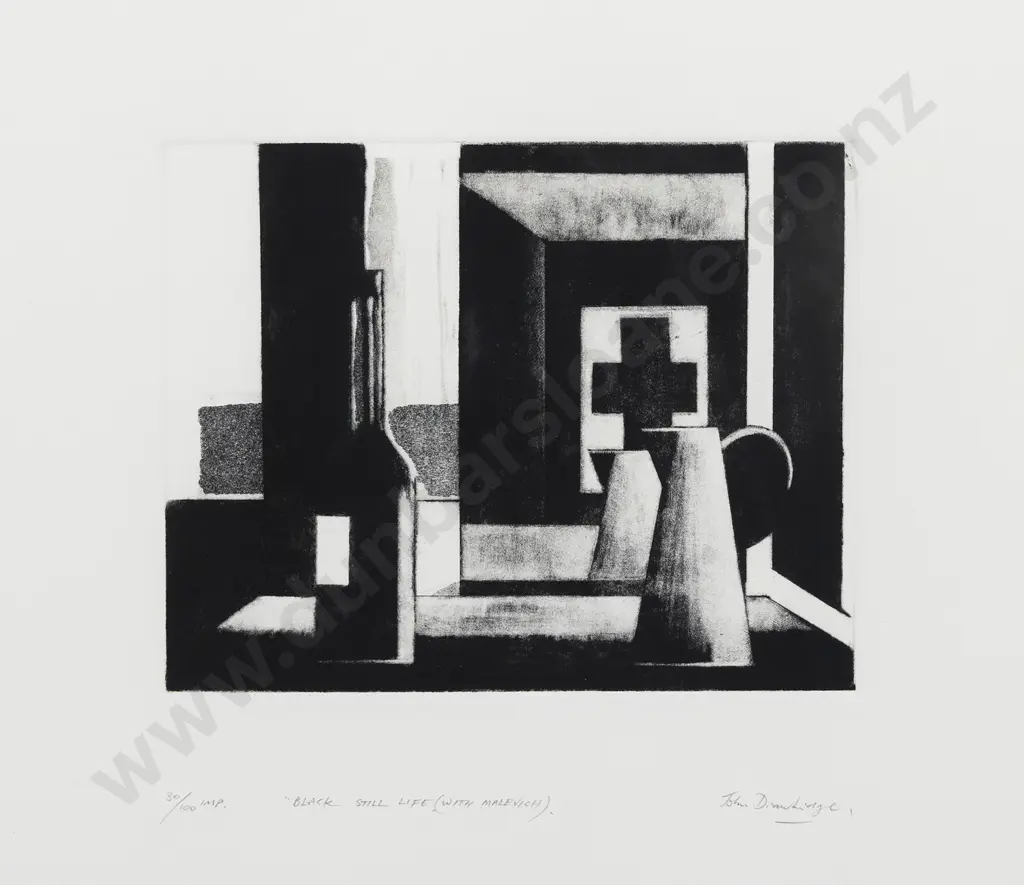 John Drawbridge (1930 - 2005) - Black Still Life (with Malevich) Image 1++