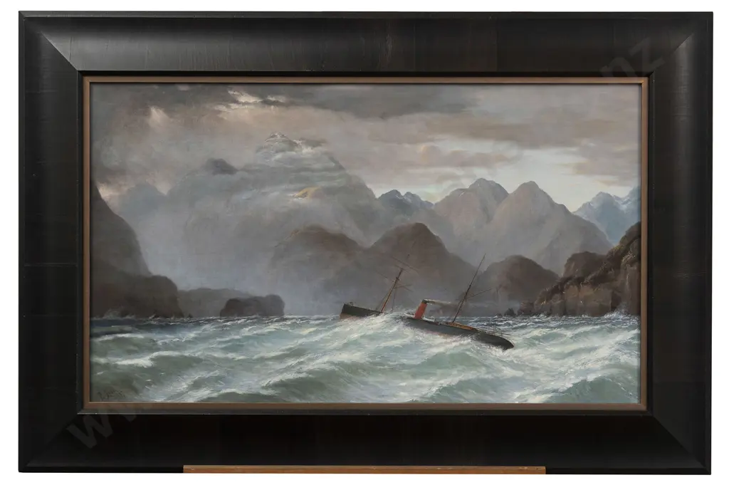 John Gibb (1831 - 1909) - Hawea Entering Dusky Sound in a Squall 26th Dec. 1877 Image 1++