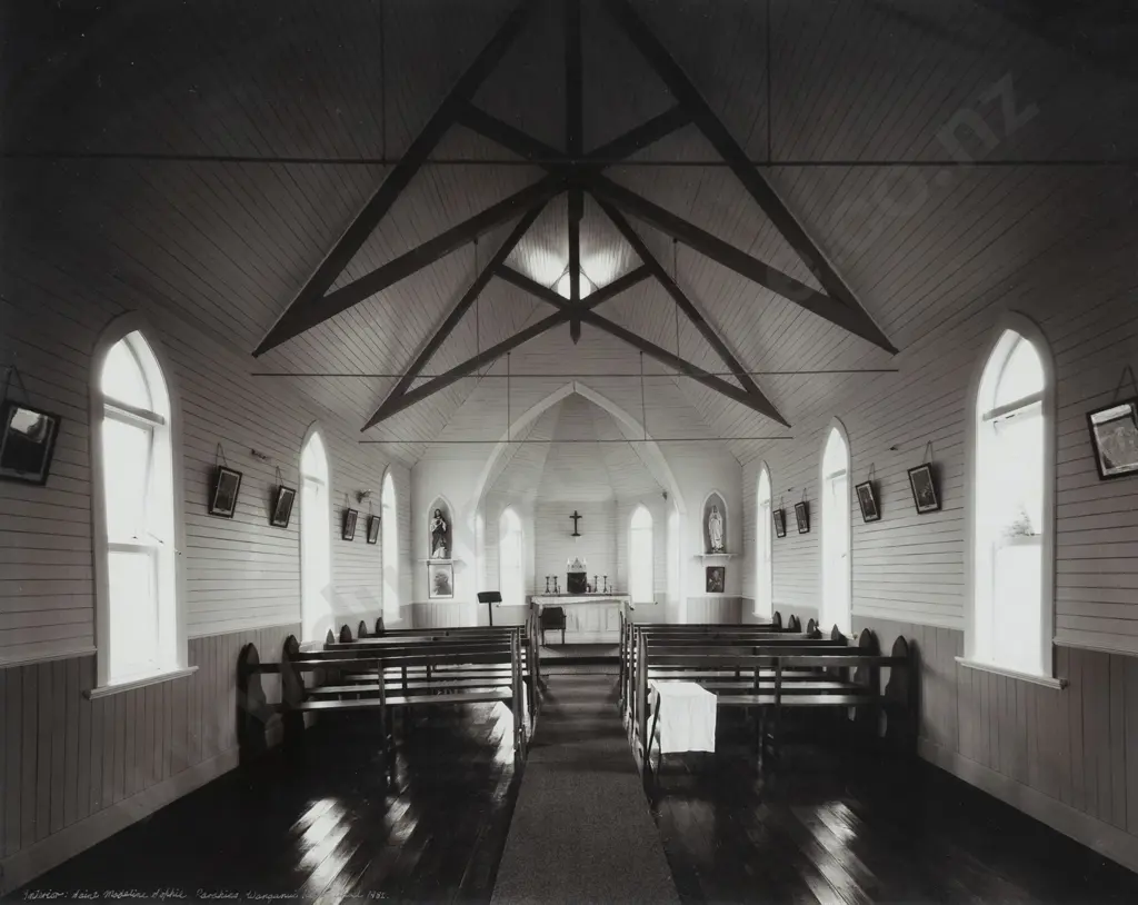 Laurence Aberhart (b 1949) - Interior: Saint Madeline Sophie - Parakino - Wanganui River 1982 Image 1++