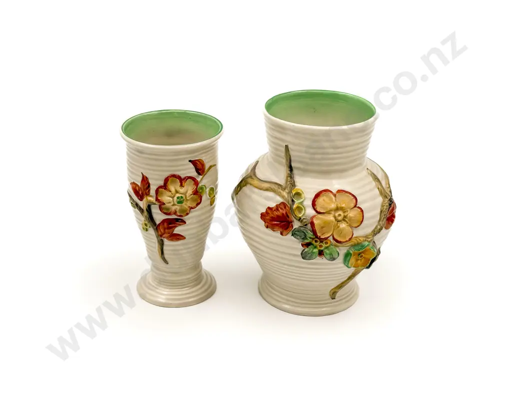 Two Clarice Cliff Relief Decorated Vases Image 1++
