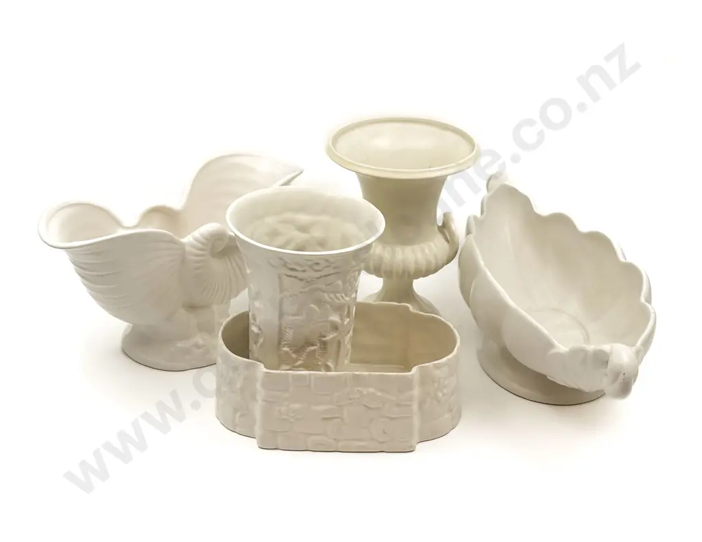 Five Assorted White Glazed Vases Image 1++