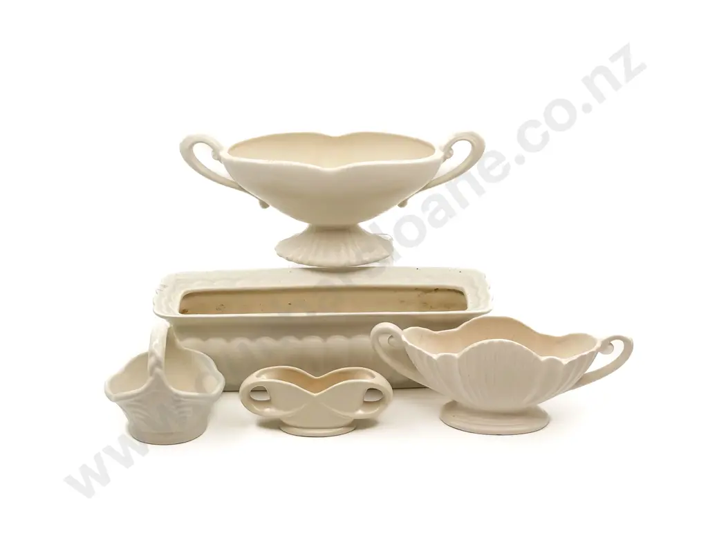 Five Assorted White Glazed Vases Image 1++