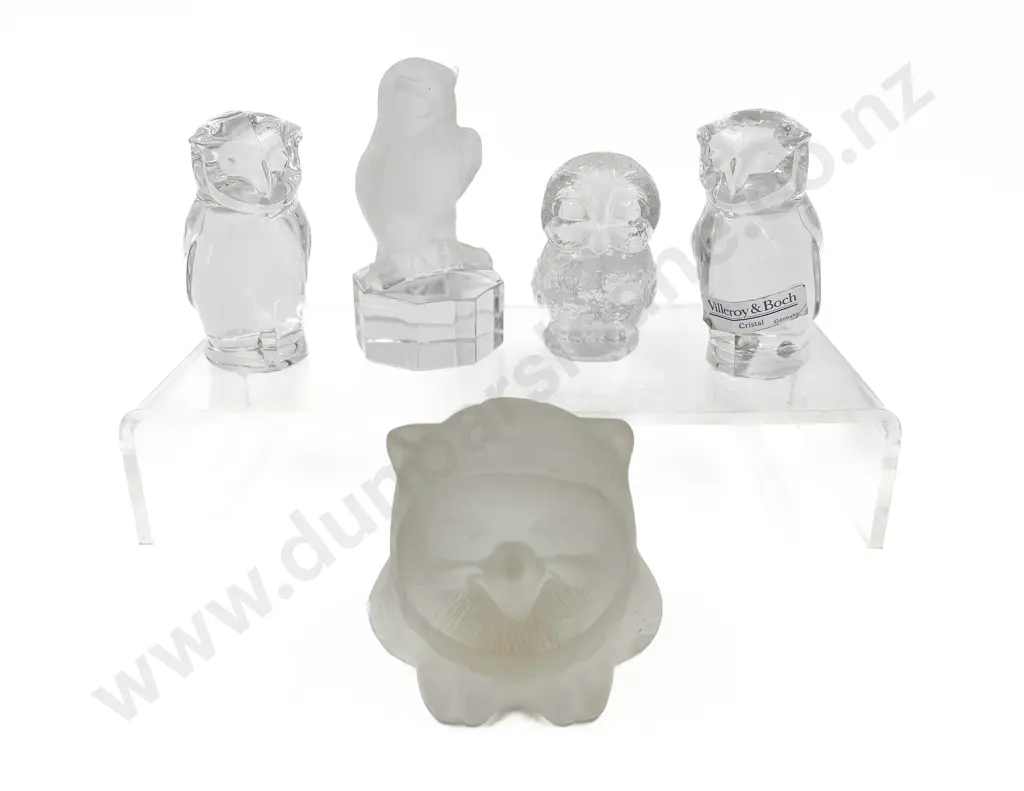 Five Assorted Art Glass Owls Including Goebel Image 1++