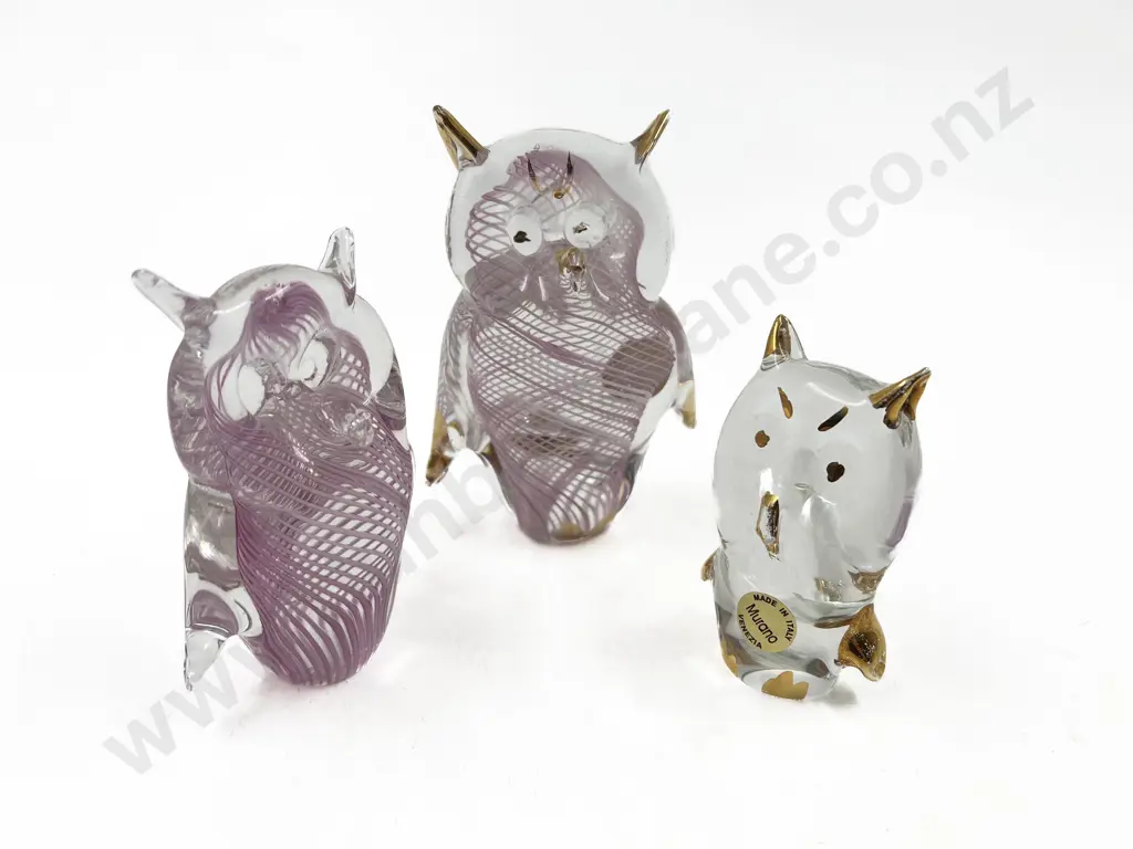 Three Murano Art Glass Owls Image 1++