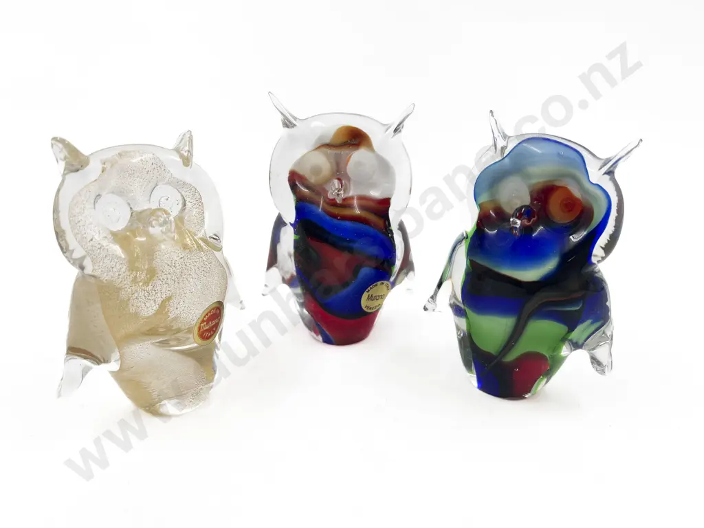 Three Murano Art Glass Owls Image 1++