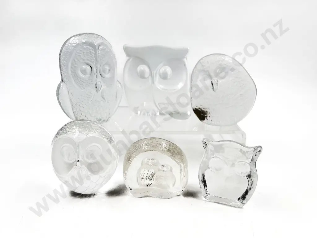 Six Assorted Art Glass Owl Ornaments Image 1++