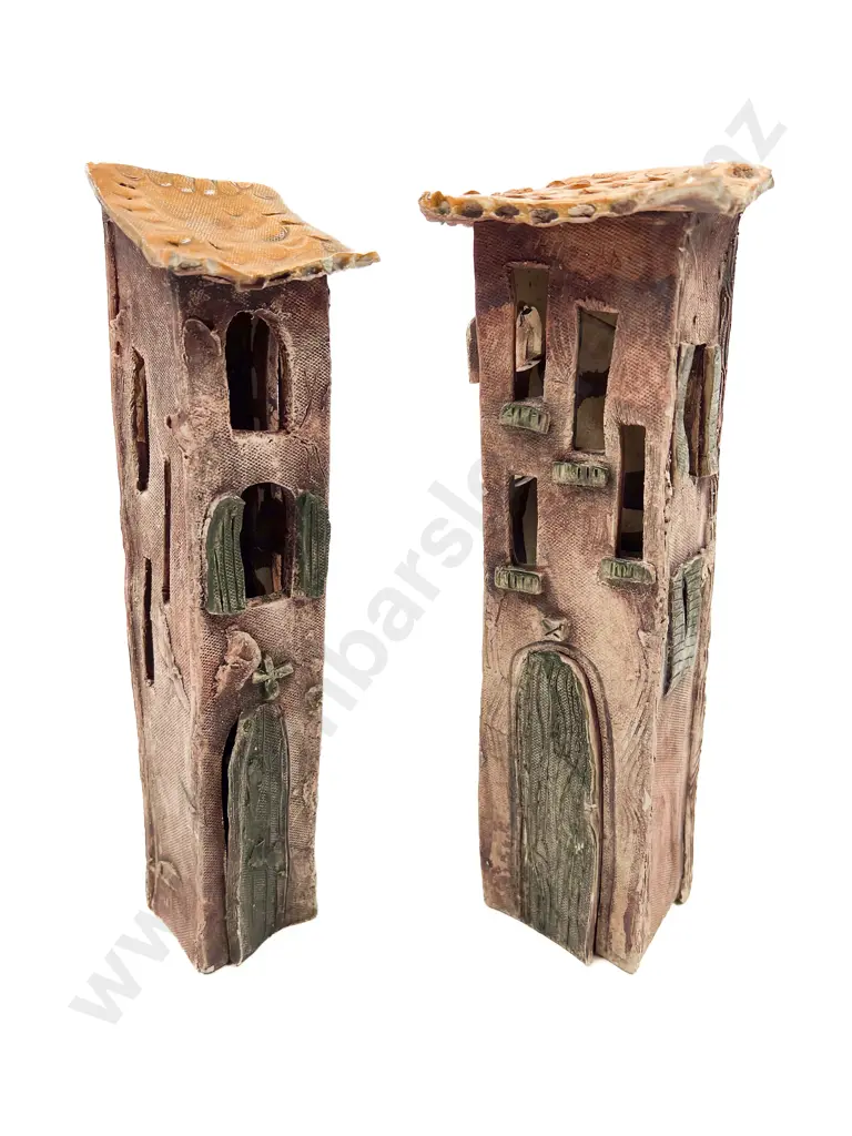 Pair of Colleen De Vere Architectural Pottery Sculptures Image 1++