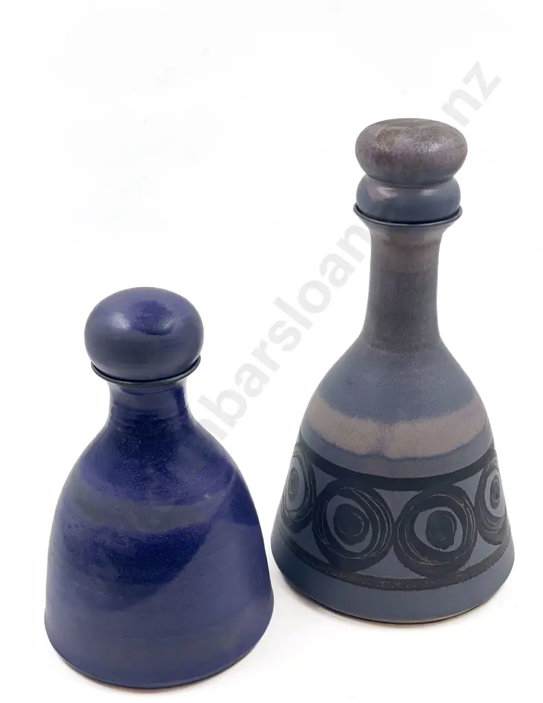 Two Sally Vinson Pottery Stoppered Decanters Image 1++