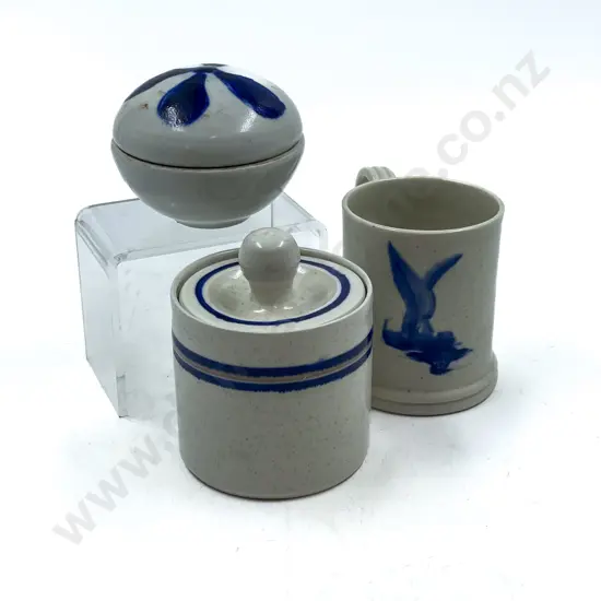 Three Pieces of Blue and White Pottery