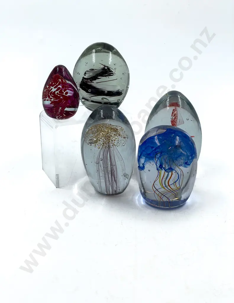 Five Assorted Art Glass Paperweights Image 1++