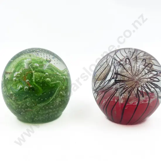 Two Large Art Glass Paperweights