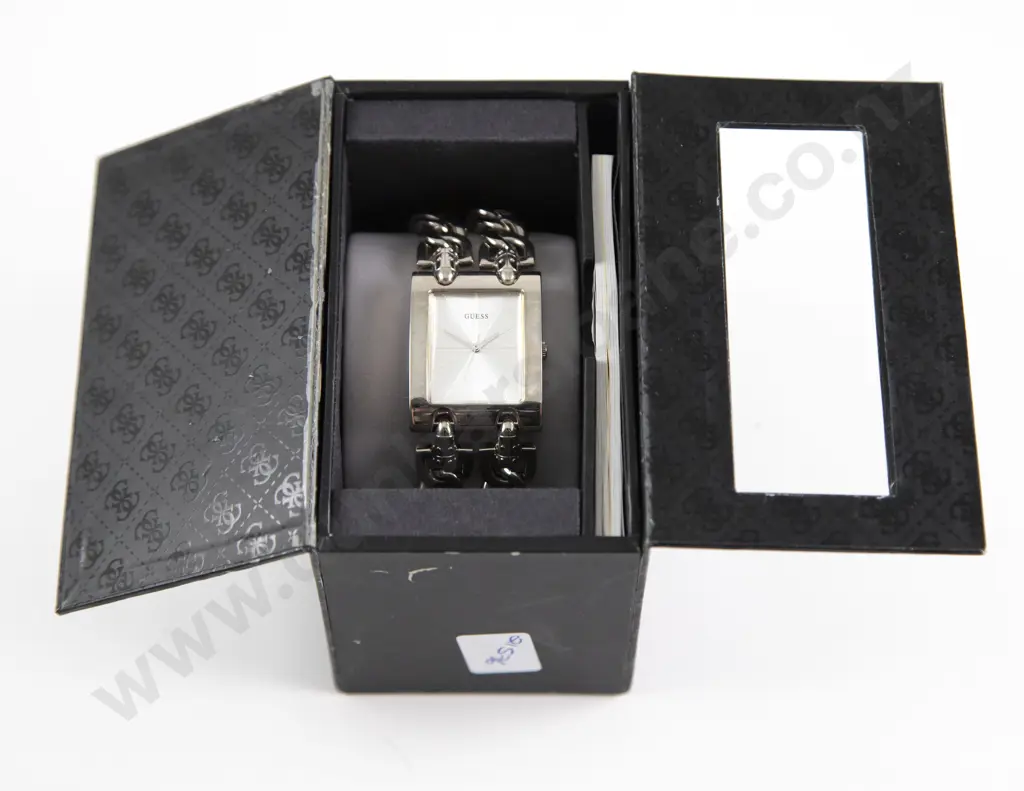 Boxed Guess Stainless Steel Double Curb Strap Wrist Watch Image 1++