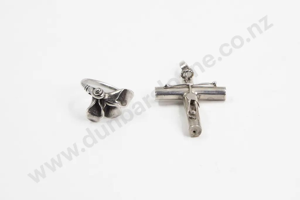 .925 Modern Design Cross Pendant and Ring Image 1++