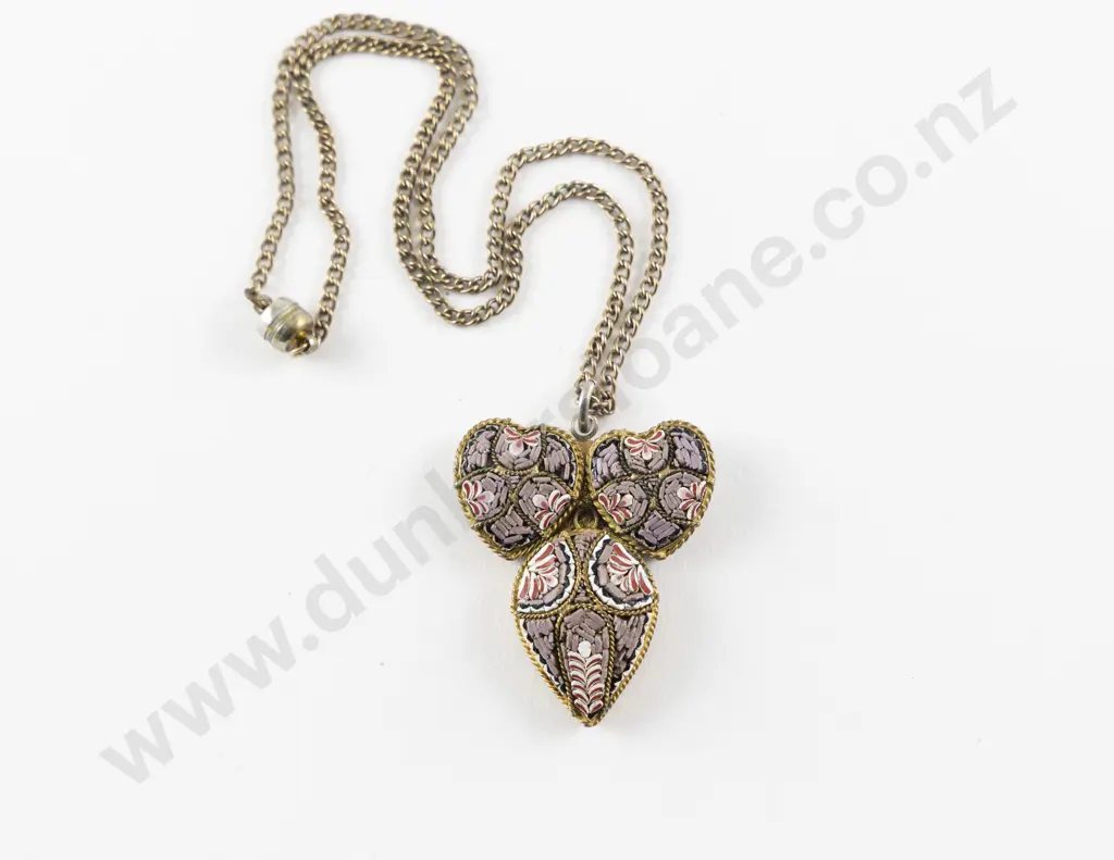 Italian Triple Section Mosaic Pendant on Silver Back Image 1++