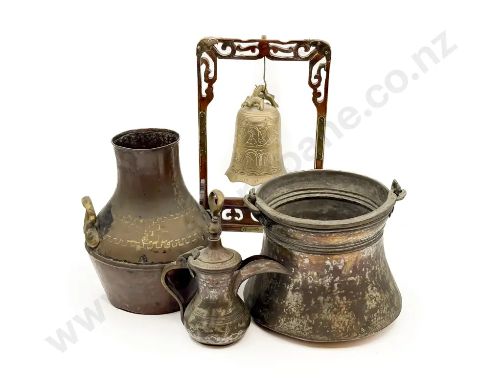 Brass Hanging Bell and Assorted Metalware Image 1++
