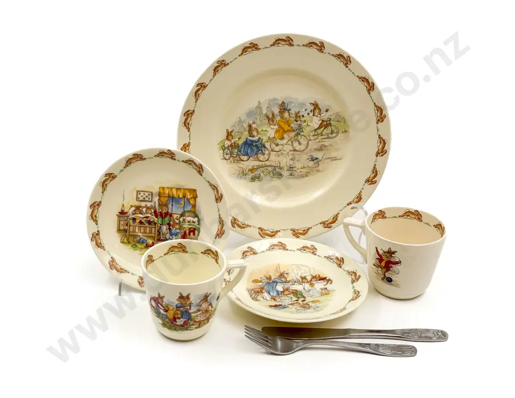 Two RD Bunnykinns Cups/Saucers Together with Plate Etc Image 1++