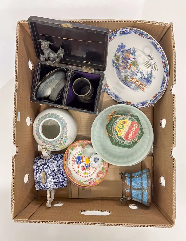 Qty of Assorted Including Celadon Glazed Plates Together with Shells etc Image 1++