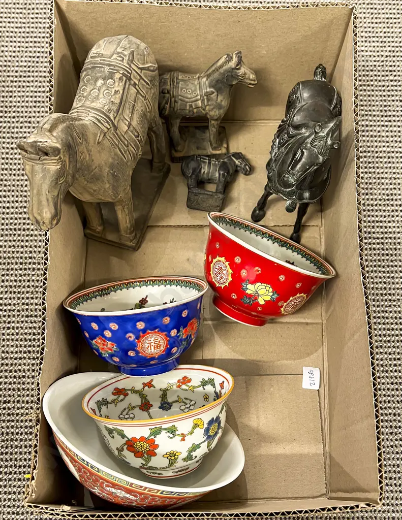 Qty of Repro Horse Ornaments and China Bowls Image 1++