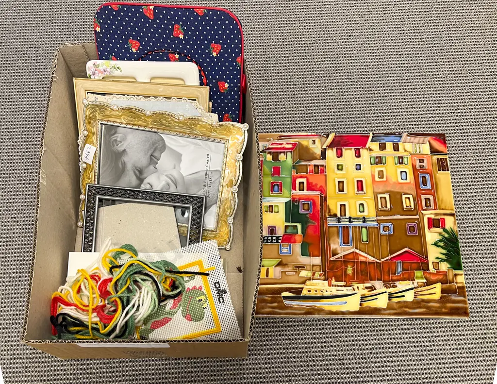Large Decorative Tile Together with Assorted Photo Frames Image 1++