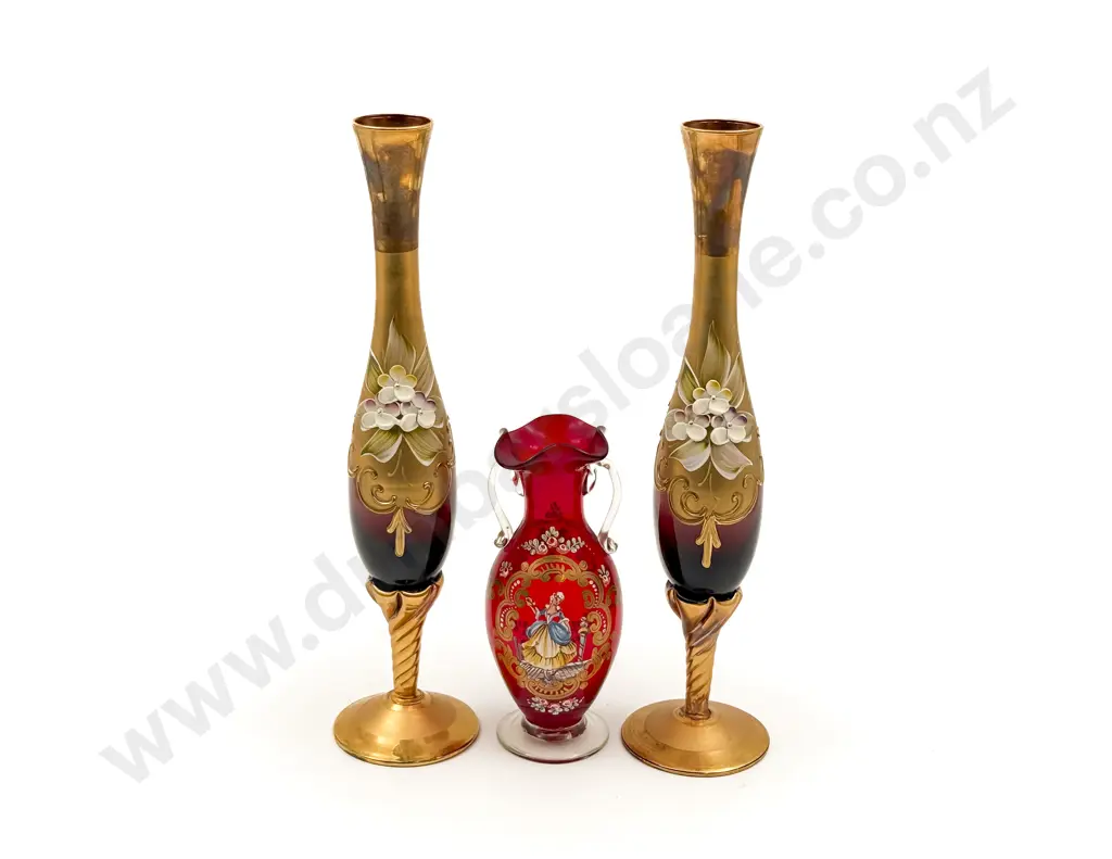 Pair of Venetian Glass Vases and Other Image 1++