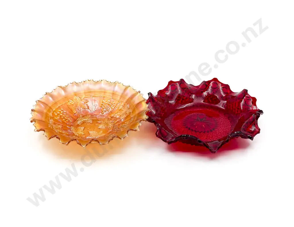 Carnival Glass Dish and Ruby Glass Dish Image 1++
