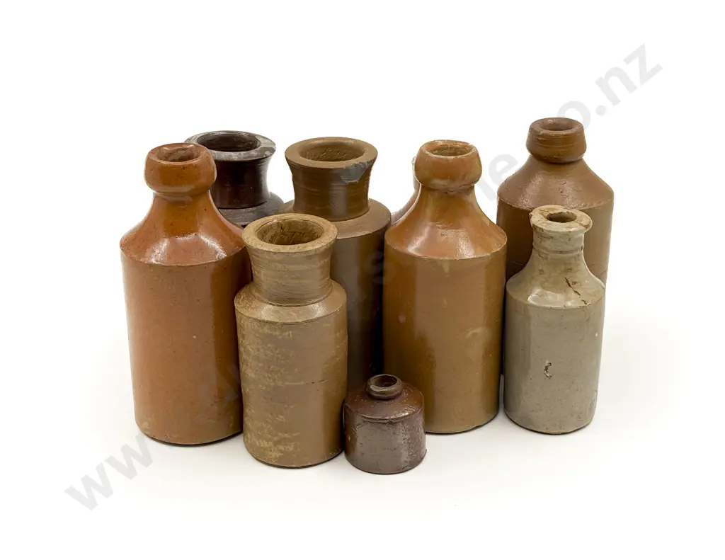Qty of Assorted Stoneware Bottles And Three Vintage Glass Bottles Image 1++