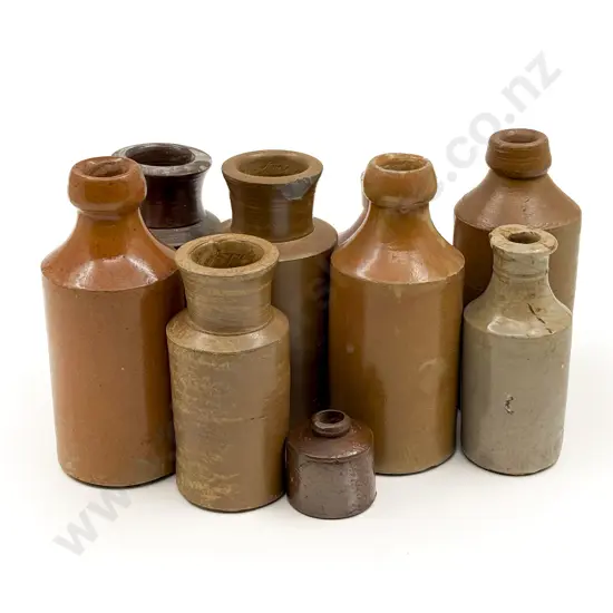 Qty of Assorted Stoneware Bottles And Three Vintage Glass Bottles