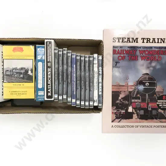 Railway: Collection UK Steam Railway DVD and VHS with Folders of Railway Articles