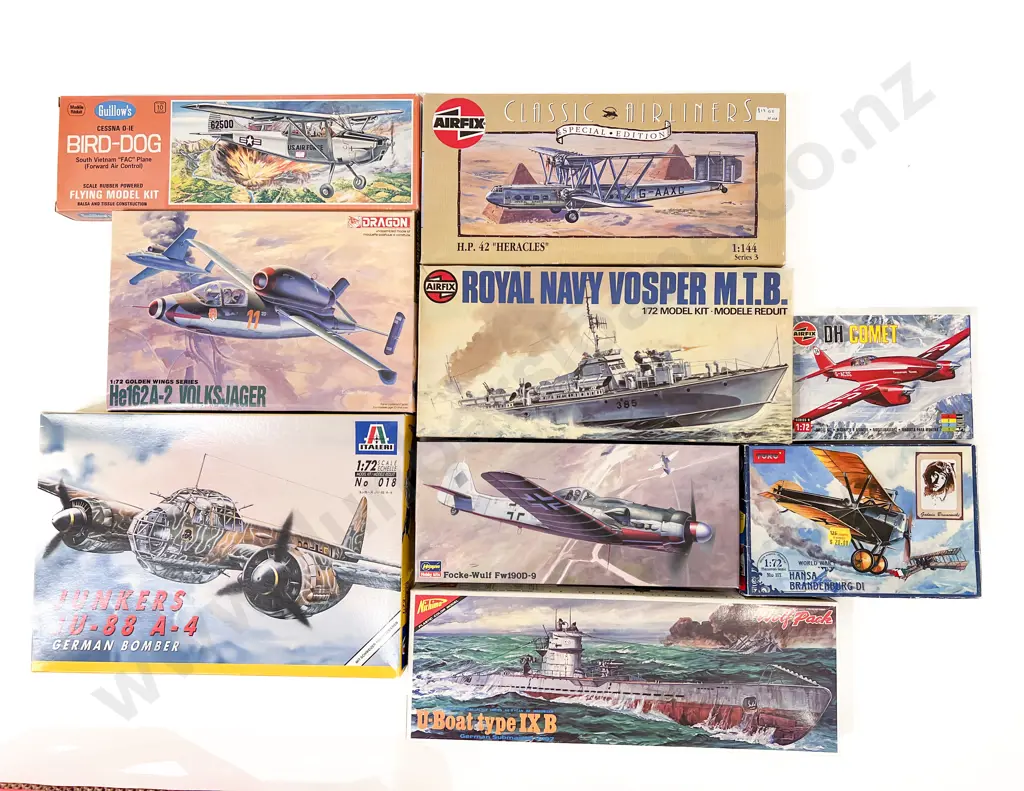 Nine Vintage Model Plane Kits (opened) Image 1++
