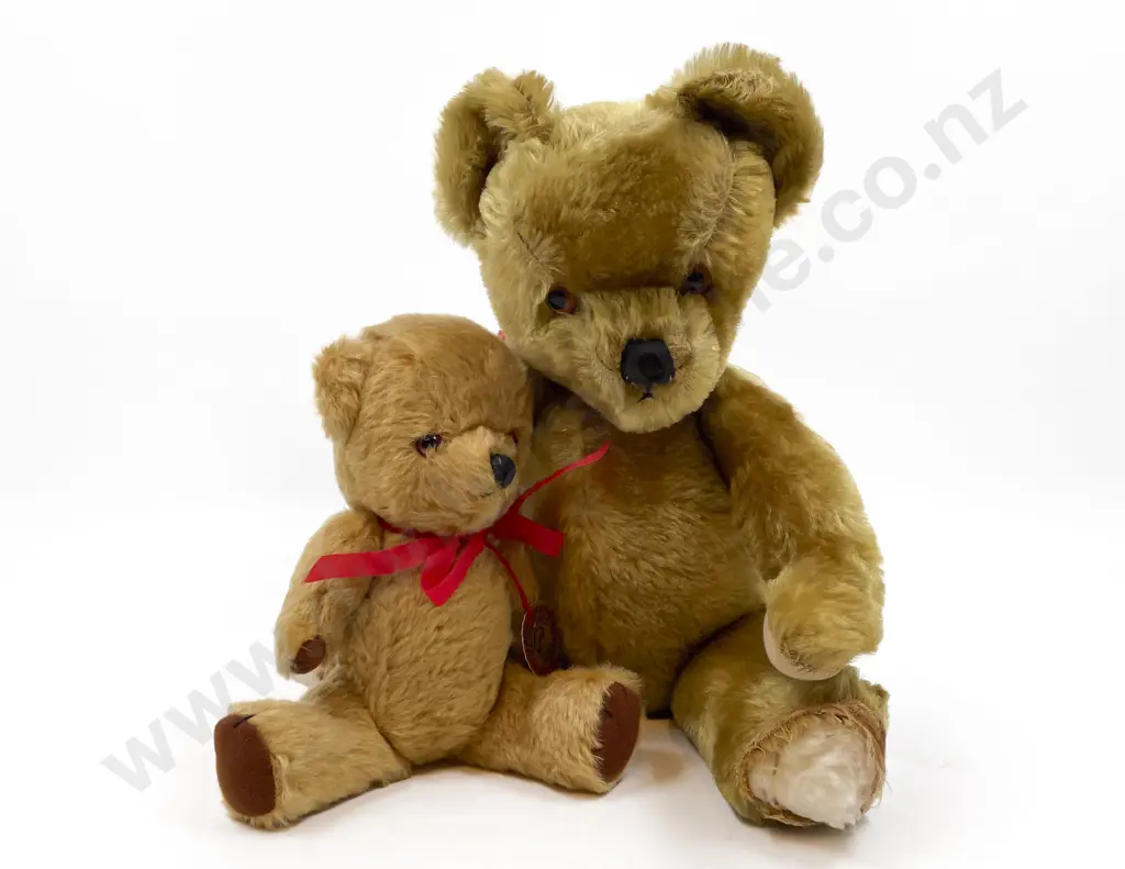 Two Vintage English Teddy Bears (larger bear missing both foot paws) 44cm 26cm Image 1++