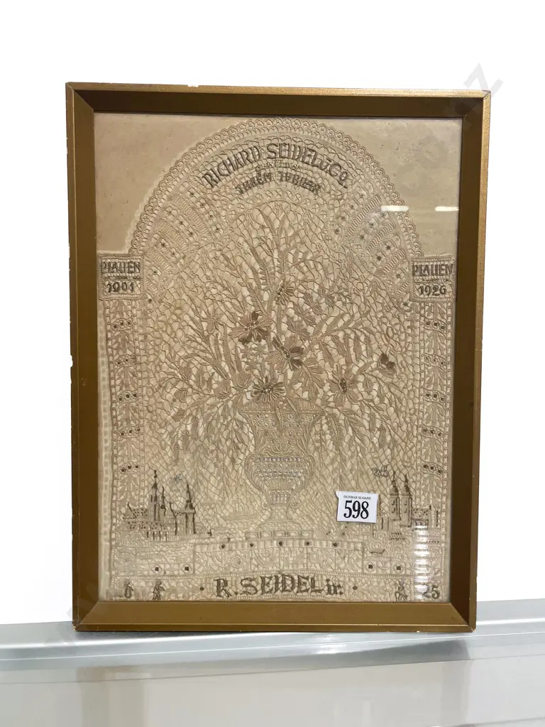 Signed & Dated 1925 Lace Commemorative Panel Image 1++