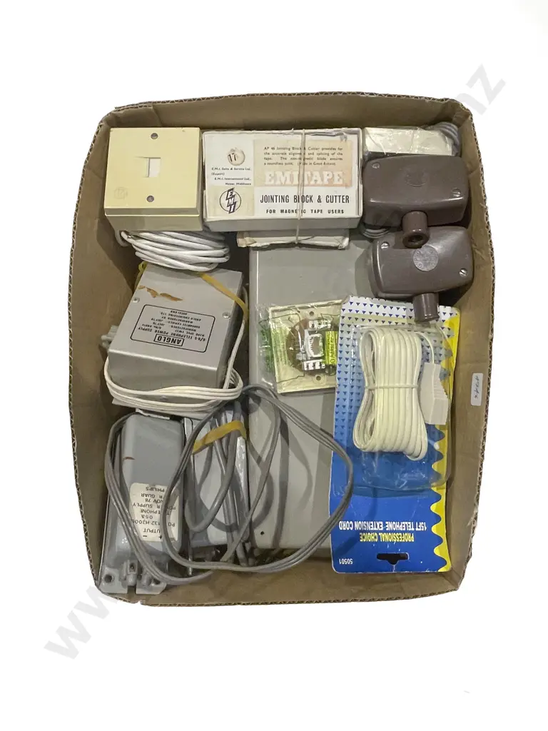 Ericofon Telephone Together With Box of Assorted Vintage Telephone Accessories Image 1++