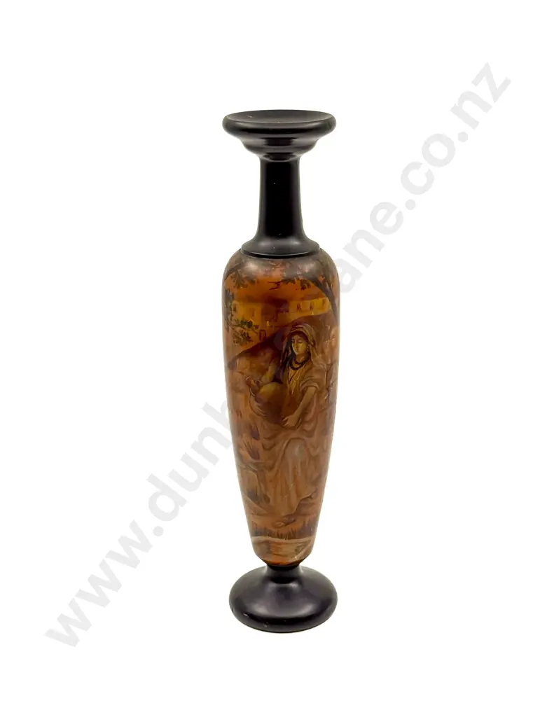 Decorative Hand Painted Turned Wood Vase Image 1++